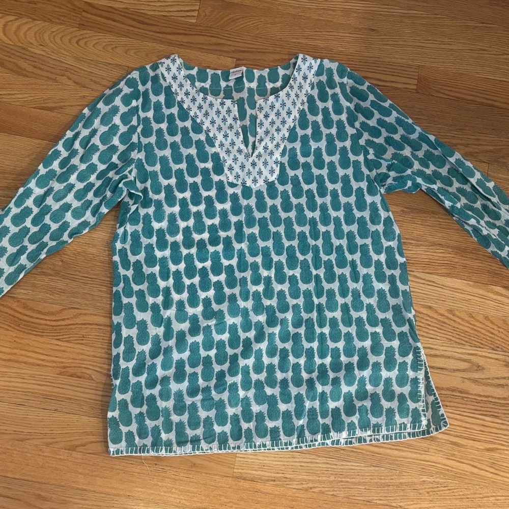 Teal Pineapple Patterned Women's Tunic
